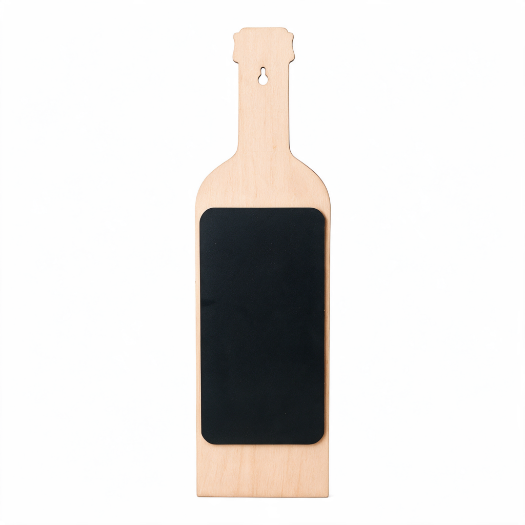 Botella Forma madera con zona de pizarra