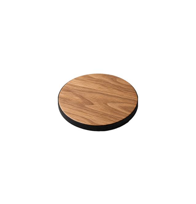 Posavasos de madera con un diametro de 10 cm.